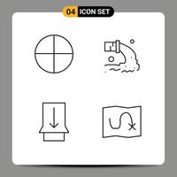 4 User Interface Line Pack of modern Signs and Symbols of aspirin slide pipe sewage map Editable Vector Design Elements