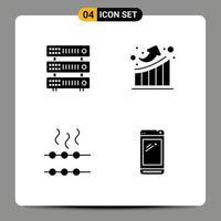 Group of 4 Solid Glyphs Signs and Symbols for database hungry hosting statistics phone Editable Vector Design Elements