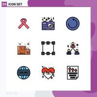Modern Set of 9 Filledline Flat Colors Pictograph of business points restore path shopping Editable Vector Design Elements