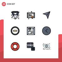 Pack of 9 creative Filledline Flat Colors of printing ui study minus next Editable Vector Design Elements