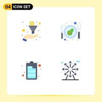 4 Universal Flat Icons Set for Web and Mobile Applications filter city bacon battery park Editable Vector Design Elements