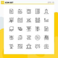 Group of 25 Lines Signs and Symbols for figure report bag page data Editable Vector Design Elements