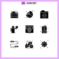 Stock Vector Icon Pack of 9 Line Signs and Symbols for internet healthcare pie emoji man Editable Vector Design Elements