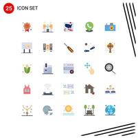 Flat Color Pack of 25 Universal Symbols of camera map team phone world Editable Vector Design Elements