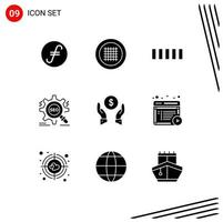 Stock Vector Icon Pack of 9 Line Signs and Symbols for finance insurance setting connection website seo Editable Vector Design Elements