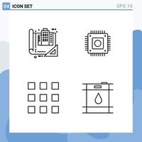 Pictogram Set of 4 Simple Filledline Flat Colors of building grid construction hardware barrel Editable Vector Design Elements