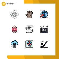 Universal Icon Symbols Group of 9 Modern Filledline Flat Colors of presentation data arrow holidays egg Editable Vector Design Elements