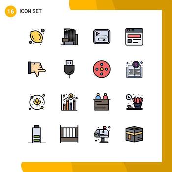 16 Flat Color Filled Line concept for Websites Mobile and Apps electronics vote direction route thumbs down web page Editable Creative Vector Design Elements