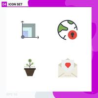 Set of 4 Modern UI Icons Symbols Signs for scalabel growth scince online care Editable Vector Design Elements