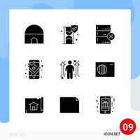 Group of 9 Solid Glyphs Signs and Symbols for man business opportunity cancel route mobile Editable Vector Design Elements