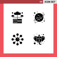 Stock Vector Icon Pack of 4 Line Signs and Symbols for database skin care server space skin protection Editable Vector Design Elements