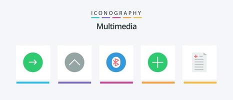 Multimedia Flat 5 Icon Pack Including multimedia. media. multimedia. add. system. Creative Icons Design vector