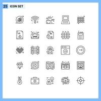 25 Universal Lines Set for Web and Mobile Applications files drawer pipe cabinet computer Editable Vector Design Elements