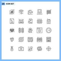 25 Universal Lines Set for Web and Mobile Applications files drawer pipe cabinet computer Editable Vector Design Elements