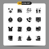 Pictogram Set of 16 Simple Solid Glyphs of timer speed art fast man Editable Vector Design Elements