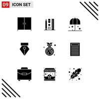 Pictogram Set of 9 Simple Solid Glyphs of ecology badge protection photo editor Editable Vector Design Elements