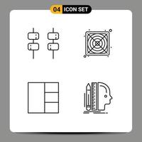 4 Thematic Vector Filledline Flat Colors and Editable Symbols of food human hardware grid size Editable Vector Design Elements