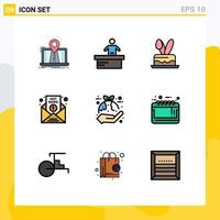 Set of 9 Modern UI Icons Symbols Signs for report media worker hot holiday Editable Vector Design Elements