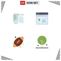 Group of 4 Flat Icons Signs and Symbols for file ball wlan database sports Editable Vector Design Elements