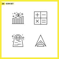 Set of 4 Modern UI Icons Symbols Signs for chart halloween costume revenue mini ark Editable Vector Design Elements