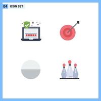 4 Universal Flat Icons Set for Web and Mobile Applications password bowling archery trophy skittle Editable Vector Design Elements