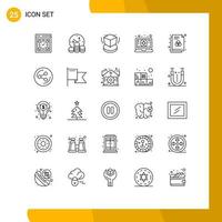 25 Thematic Vector Lines and Editable Symbols of file medical time laptop design Editable Vector Design Elements