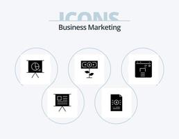 Business Marketing Glyph Icon Pack 5 Icon Design. plant. dollar. file. presentation vector