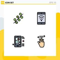 Filledline Flat Color Pack of 4 Universal Symbols of catkin location spring wifi wifi Editable Vector Design Elements