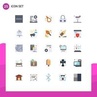 Mobile Interface Flat Color Set of 25 Pictograms of drink fashion html bag knot Editable Vector Design Elements