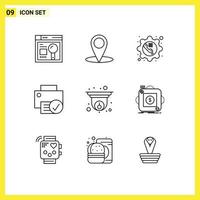 Pictogram Set of 9 Simple Outlines of cam gadget call devices computers Editable Vector Design Elements