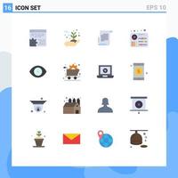 Group of 16 Modern Flat Colors Set for eye music protecting equalizer screenplay Editable Pack of Creative Vector Design Elements