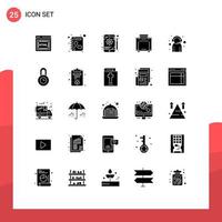 25 Thematic Vector Solid Glyphs and Editable Symbols of customer support customer configuration assistant tourist Editable Vector Design Elements