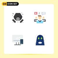 4 Creative Icons Modern Signs and Symbols of gas computer waste chat device Editable Vector Design Elements