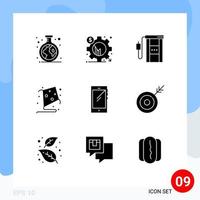 Set of 9 Modern UI Icons Symbols Signs for phone fly setting kite oil Editable Vector Design Elements