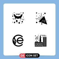 4 Thematic Vector Solid Glyphs and Editable Symbols of halloween crypto vampire party time building Editable Vector Design Elements