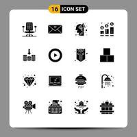 16 Solid Glyph concept for Websites Mobile and Apps coins graph campaign investment growth Editable Vector Design Elements