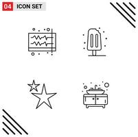 Mobile Interface Line Set of 4 Pictograms of audio abstract volume ice cream star Editable Vector Design Elements