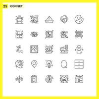 Line Pack of 25 Universal Symbols of cloud arrow holiday download vehicles Editable Vector Design Elements