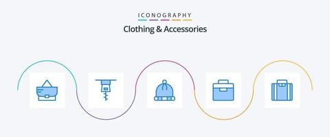 Clothing and Accessories Blue 5 Icon Pack Including . box. suitcase. briefcase vector