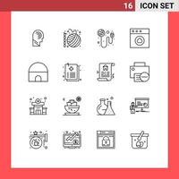 Stock Vector Icon Pack of 16 Line Signs and Symbols for building cloud hobbies app recharge Editable Vector Design Elements