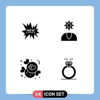 Universal Icon Symbols Group of 4 Modern Solid Glyphs of ecommerce candy new help love Editable Vector Design Elements