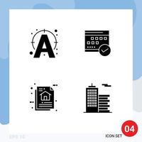 Mobile Interface Solid Glyph Set of 4 Pictograms of edit plan connect business architecture Editable Vector Design Elements