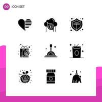 Solid Glyph Pack of 9 Universal Symbols of search marketing arrow digital shield Editable Vector Design Elements