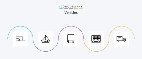 vehículos línea 5 5 icono paquete incluso vehículos transporte. signo. Londres. decker vector