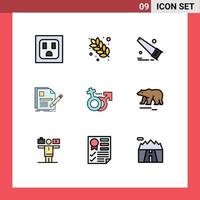 Universal Icon Symbols Group of 9 Modern Filledline Flat Colors of symbol male tools gender pen Editable Vector Design Elements