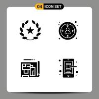 Universal Icon Symbols Group of 4 Modern Solid Glyphs of cinema blueprint films experience estate Editable Vector Design Elements