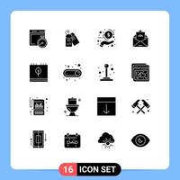 16 Universal Solid Glyphs Set for Web and Mobile Applications autumn letter coin email ad Editable Vector Design Elements