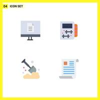 Mobile Interface Flat Icon Set of 4 Pictograms of business agriculture online gym farming Editable Vector Design Elements