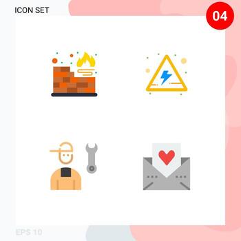conjunto de 4 4 moderno ui íconos símbolos señales para base de datos reparar alerta avatar corazón editable vector diseño elementos
