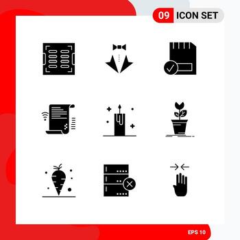 User Interface Pack of 9 Basic Solid Glyphs of presentation data tie hardware connected Editable Vector Design Elements
